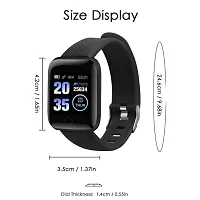 Smart Watch Latest ID116 Ultra Bluetooth Smart Fitness Band Watch with Activity Tracker Waterproof Body, Calorie Counter, Blood Pressure(1), OLED Touchscreen - Black-thumb1