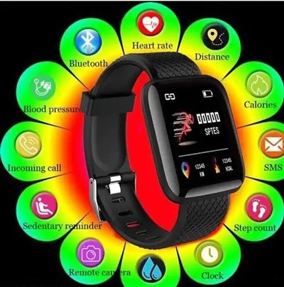 Smart Watch Latest Id116 Ultra Bluetooth Smart Fitness Band Watch With Activity Tracker Waterproof Body Calorie Counter Blood Pressure 1 Oled Touchscreen Black