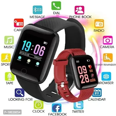 Id 116 Smartwatch For Men Women Boys Girls Bluetooth Smart Fitness Band Watch With Heart Rate Activity Tracker Step Sports Activity Tracker Smart Watch For Pack Of 2-thumb0