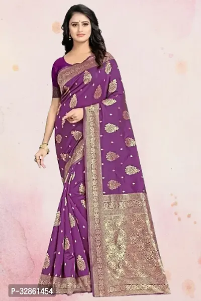 Beautiful Silk Blend Woven Design Women Saree with Blouse Piece