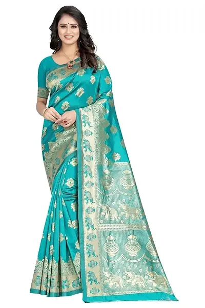 Best Selling Silk Blend Saree with Blouse piece 