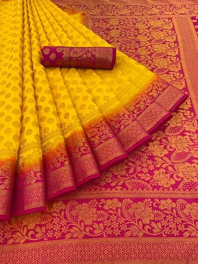 Banarasi Silk Blend Jacquard Saree with Blouse Piece