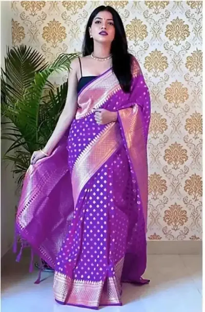 Banarasi Zari Woven Silk Saree Work With Blouse Piece