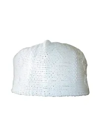 Top One Store Royal Quality Namaz TOPI/Kufi/Prayer CAPI/Salah TOPI/Muslim Cap in White Colour-thumb2