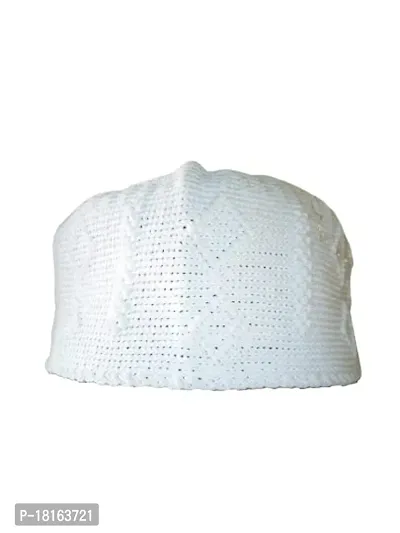 Top One Store Royal Quality Namaz TOPI/Kufi/Prayer CAPI/Salah TOPI/Muslim Cap in White Colour-thumb3