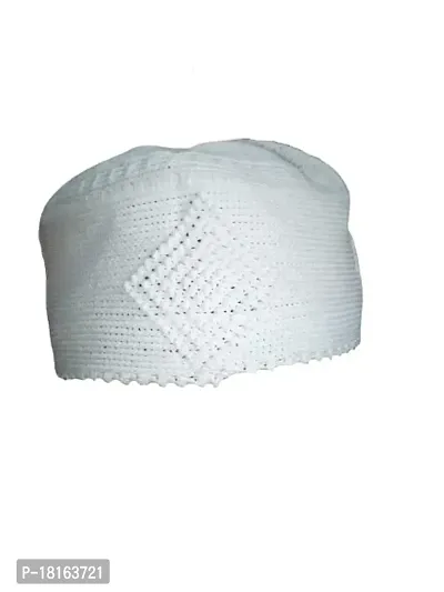 Top One Store Royal Quality Namaz TOPI/Kufi/Prayer CAPI/Salah TOPI/Muslim Cap in White Colour-thumb2