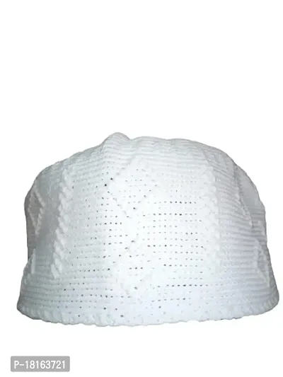 Top One Store Royal Quality Namaz TOPI/Kufi/Prayer CAPI/Salah TOPI/Muslim Cap in White Colour-thumb4