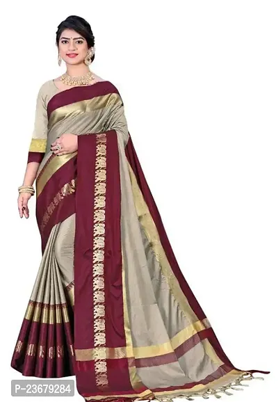 Classic Cotton Silk Saree with Blouse piece For Women