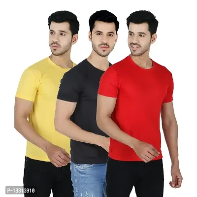 Trendy Stylish Polyester Round Neck Tees | Pack of 3 |-thumb0