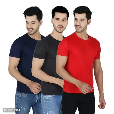 Trendy Stylish Polyester Round Neck Tees | Pack of 3 |