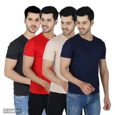 solid round neck tshirts pack of 4-thumb0