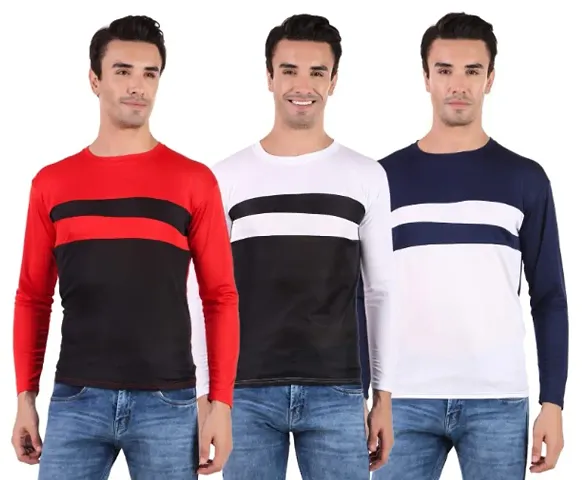 Trending Solid Round Neck Full Sleeves T-Shirt Pack Of 3