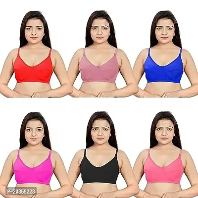 Nisixdec Women Non Padded Full Coverage Everyday Bra Pack of 6(Multicolor) (28A)
