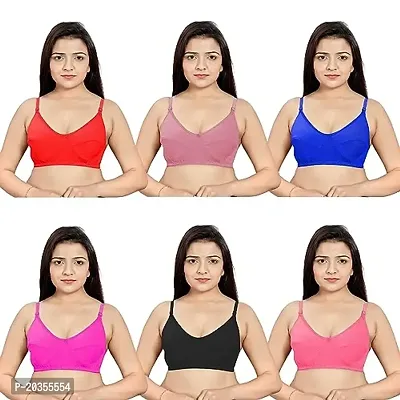 Nisixdec Women Non Padded Full Coverage Everyday Bra Pack of 6(Multicolor) (40A)