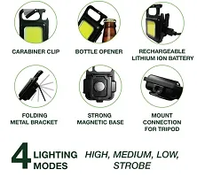 COB Small Flashlights, 800Lumens Bright Rechargeable Keychain Mini Flashlight 4 Light Modes Portable Pocket Light with Folding Bracket Bottle Opener and Magnet Base for Fishing, Walking and Camping-thumb1