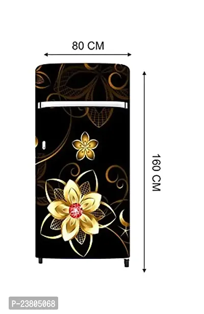 Psychedelic Collection Gloden Flower with Bold Black Background Decorative Extra Large PVC Vinyl Fridge Sticker (Multicolor, 60 cm X 160 cm)_PCFS228_WP-thumb4