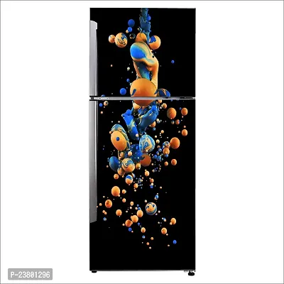 Psychedelic Collection Decorative Liquid Lighting Art Electric Blue Water Extra Large Sticker for Fridge Decor Double Single Door Decorative Fridge Sticker (PVC Vinyl, Multicolor, 60 cm X 160 cm)