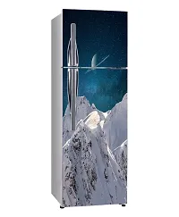 Psychedelic Collection Decorative Snow Mountain with Star Galaxy Sky Wallpaper Extra Large Sticker for Fridge Sticker (PVC Vinyl, Multicolor, 60 cm X 160 cm)-thumb1