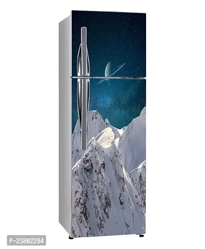 Psychedelic Collection Decorative Snow Mountain with Star Galaxy Sky Wallpaper Extra Large Sticker for Fridge Sticker (PVC Vinyl, Multicolor, 60 cm X 160 cm)-thumb2