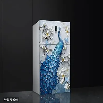 Advait Designs Fridge Sticker Beautiful Peacock and Flower Painting Wallpaper/Poster for Fridge Double Single Door Decorative Sticker (PVC Viny)-MFN-thumb0