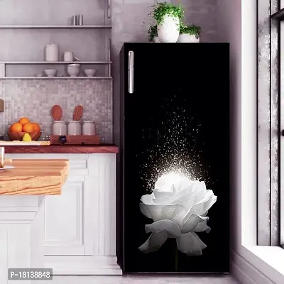 Trendy Abstract Design White Flower Fridge Wrap Decorative Sticker (120 Cmx60Cm)-thumb2