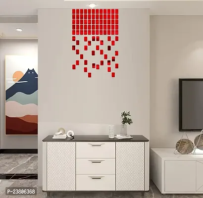 Psychedelic Collection Decorative red Multi Square Mirror Acrylic Sticker Hexagon Mirror, Hexagon Mirror Wall Stickers, Mirror Stickers for Wall Large Size, Sticker Mirror