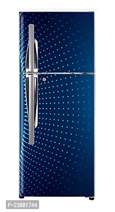 Psychedelic Collection Decorative Beautiful 3D Sky Blue dots Design with Dark Blue Background Extra Large Fridge Sticker (PVC Vinyl, Multicolor, 60 cm X 160 cm)-thumb2