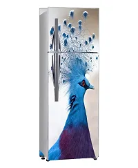 Psychedelic Collection Decorative Abstract Multicolor Victoria Crowned Pigeon, Bird Wallpaper Sticker for Fridge Decor (PVC Vinyl, Multicolor, 60 cm X 160 cm)-thumb1