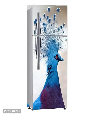 Psychedelic Collection Decorative Abstract Multicolor Victoria Crowned Pigeon, Bird Wallpaper Sticker for Fridge Decor (PVC Vinyl, Multicolor, 60 cm X 160 cm)-thumb2