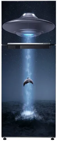 Psychedelic Collection Decorative Abstract Multicolor of Dolphin and Dark Star Night Space Dramatic Wallpaper Sticker for Fridge Decor 60 cm X 160 cm-thumb2