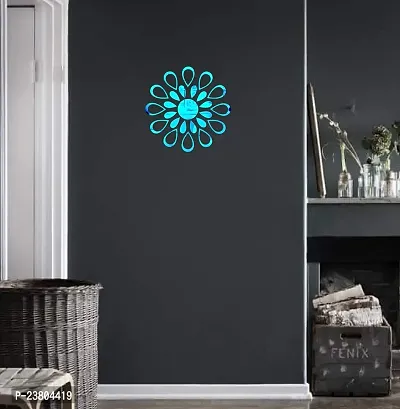 Psychedelic Collection Decorative Flower Blue Acrylic Sticker Hexagon Mirror, Hexagon Mirror Wall Stickers, Mirror Stickers for Wall Large Size, Sticker Mirror-thumb0