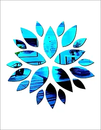 Psychedelic Collection Decorative Flower and Leaves Mirror Blue Acrylic Sticker Hexagon Mirror, Hexagon Mirror Wall Stickers, Mirror Stickers for Wall Large Size, Sticker Mirror-thumb2