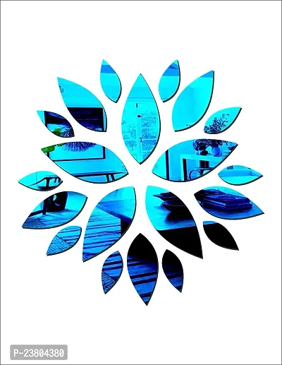 Psychedelic Collection Decorative Flower and Leaves Mirror Blue Acrylic Sticker Hexagon Mirror, Hexagon Mirror Wall Stickers, Mirror Stickers for Wall Large Size, Sticker Mirror-thumb3