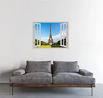 Psychedelic Collection Beautiful Colorful Eiffel Tower Window Illusion Wall Sticker (PVC Vinyl, Multicolour, Wall Covering 92 cm X 61 cm)_PCWI01_PCWIXL86-thumb1