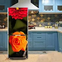 Psychedelic Collection Decorative Beautiful red and Orange Flower, Leaves, Plant, Garden, Nature Wallpaper Sticker for Fridge Decor 60 cm X 160 cm-thumb3