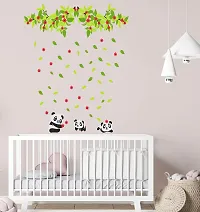 Psychedelic Collection Decorative Baby Pandas Playing Tree Bangles Leaves Decorative Wall Sticker (PVC Vinyl, Multicolor, W 91 cm X H 51 cm)-thumb2