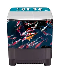 Psychedelic Collection Decorative Fishes Water Washing Machine Sticker (Multicolor PVC Vinyl 86x60)-thumb1