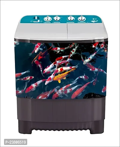 Psychedelic Collection Decorative Fishes Water Washing Machine Sticker (Multicolor PVC Vinyl 86x60)-thumb2