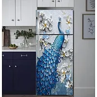 Advait Designs Fridge Sticker Beautiful Peacock and Flower Painting Wallpaper/Poster for Fridge Double Single Door Decorative Sticker (PVC Viny)-MFN-thumb3