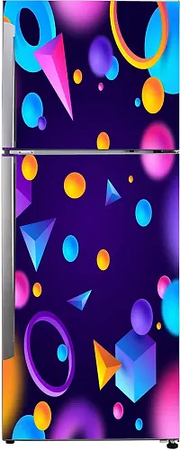 Psychedelic Collection Decorative Abstract Multicolor 3D Square, Circle, and Rectangular Shape Design Wallpaper Sticker for Fridge Decor 60 cm X 160 cm-thumb1