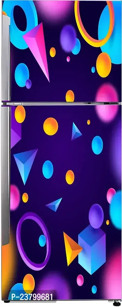 Psychedelic Collection Decorative Abstract Multicolor 3D Square, Circle, and Rectangular Shape Design Wallpaper Sticker for Fridge Decor 60 cm X 160 cm-thumb2