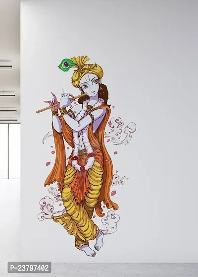 Paper Plane Design 'Lord Krishna with Flute' Wall Sticker - (PVC Vinyl, 90 cm x 60 cm, Multicolour) by Paper Plane Design (PPD) (swall_Decal_Krishna_005_New35)-thumb4