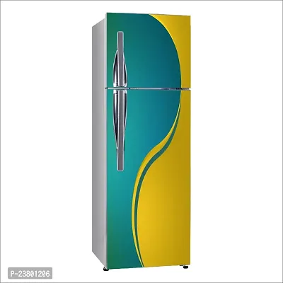 Psychedelic Collection Decorative Beautiful Color Gradient Yellow and SkyBlue Fridge Double Single Door Decorative Sticker (PVC Vinyl, Multicolor, 60 cm X 160 cm) FD638_New-thumb2