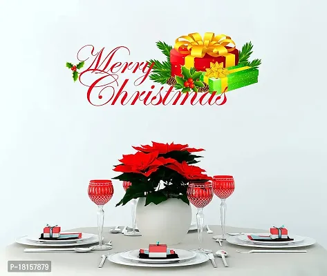 Trendy Merry Christmas Gifts Pvc Vinyl Self Adhesive Wall Sticker (Ideal Size On Wall- 36 Cm X 90 Cm, Multicolour)-thumb3