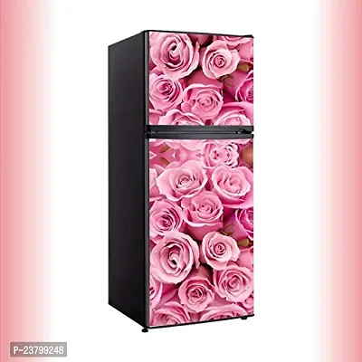 Psychedelic Collection Decorative Pink Flower Vinyl Fridge Cover Wallpaper Poster Adhesive Vinyl Sticker Fridge wrap Decorative Sticker (PVC Vinyl Covering Area 60cm X 160cm)