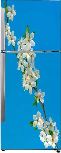 Psychedelic Collection Decorative Abstract Multicolor Blossom White Flower Leaves with Blue Sky Wallpaper Sticker for Fridge Decor 60 cm X 160 cm-thumb1