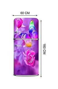 Psychedelic Collection Beatiful Flower with Butterfly Decorative Extra Large PVC Vinyl Fridge Sticker (Multicolor, 60 cm X 160 cm)_PCFS299_WP-thumb2