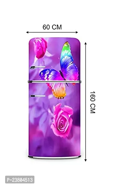 Psychedelic Collection Beatiful Flower with Butterfly Decorative Extra Large PVC Vinyl Fridge Sticker (Multicolor, 60 cm X 160 cm)_PCFS299_WP-thumb3