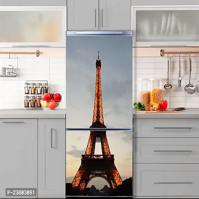 Psychedelic Collection Abstract Decorative Eiffel Tower Peris Extra lardge Fridge Sticker for Fridge Decor (PVC Vinyl, Multicolor, 60 cm X 160 cm)-thumb5