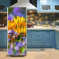 Psychedelic Collection Decorative Abstract Beautiful Yellow and Violet Flowers Garden, Nature Wallpaper Sticker for Fridge Decor 60 cm X 160 cm-thumb3